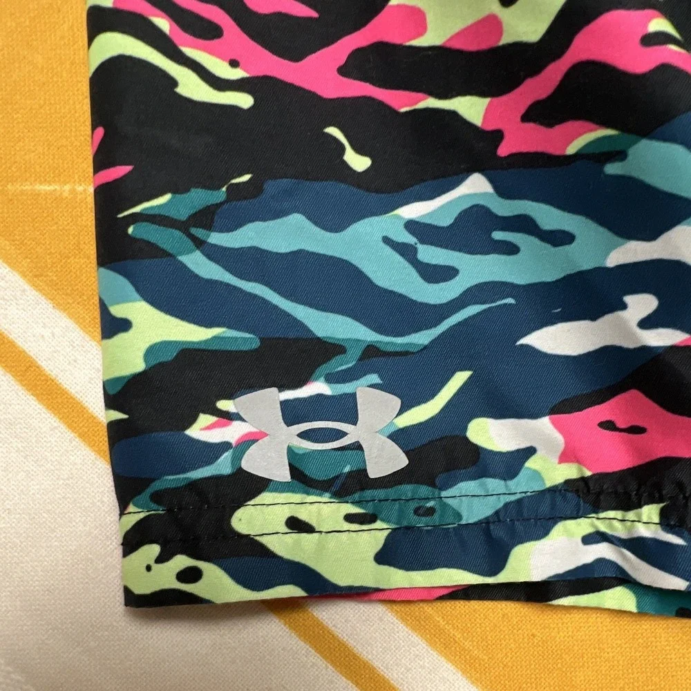 Under Armour Boys YSM Multicolor Camo Swim Shorts Lined Elastic Drawstring